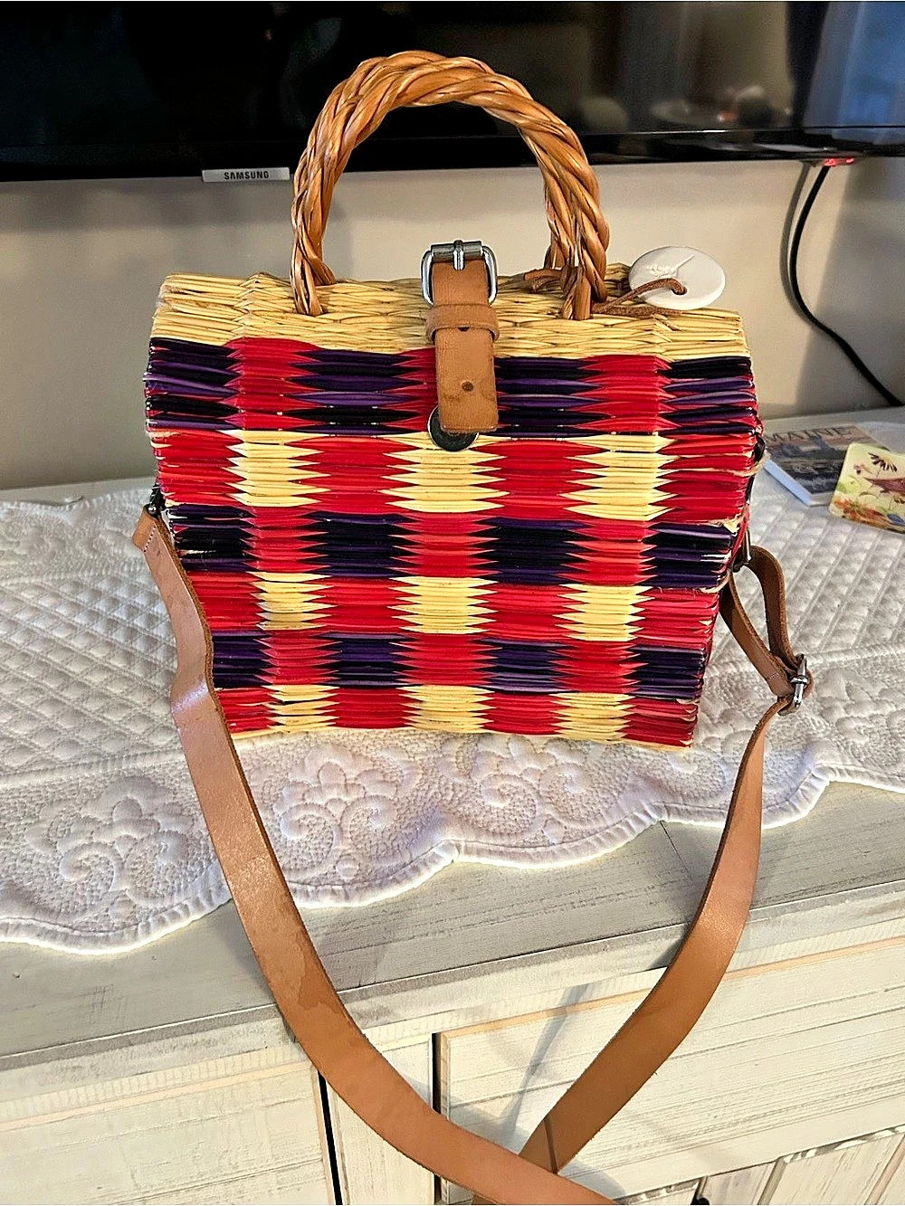 Toino Abel Luís Woven Tote in Red & Purple